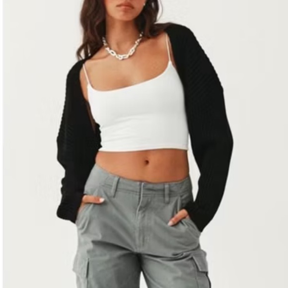 Black Ribbed Shrug cardigan - Picture 5 of 5